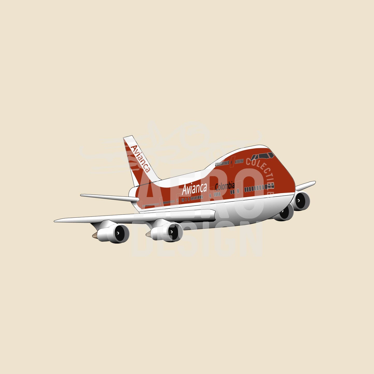 Sticker Retro Avianca B747 ❤️