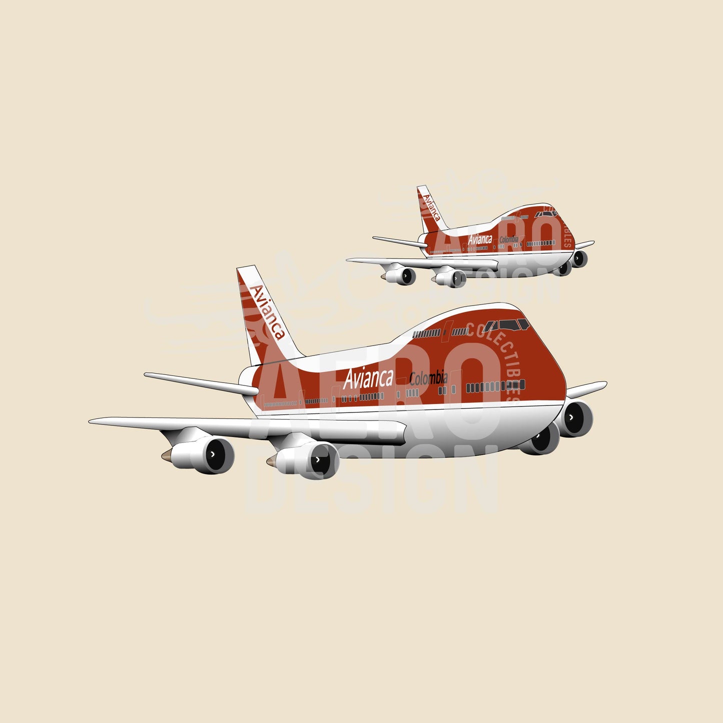Sticker Retro Avianca B747 ❤️
